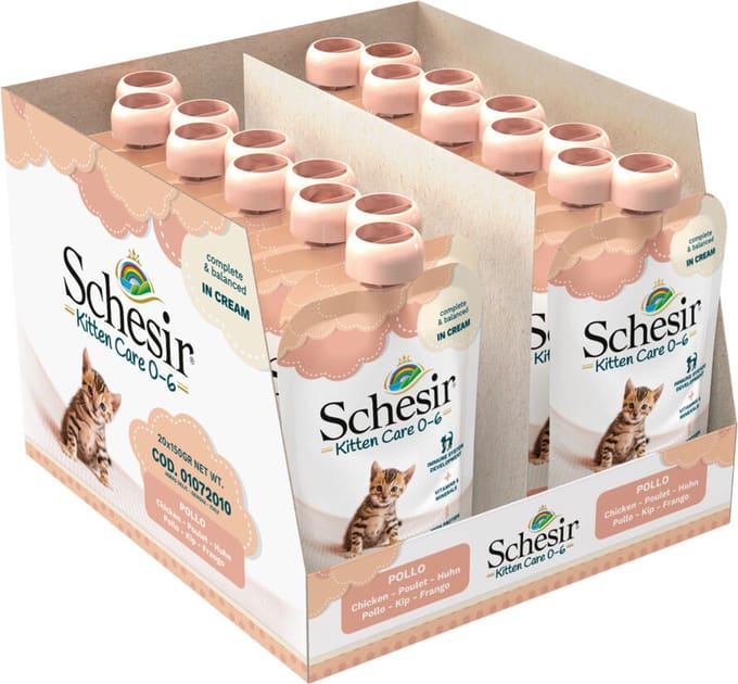 20x Schesir Kattenvoer Kitten 0-6 Kip in Cream 150 gr