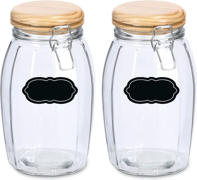 Weckpot/inmaakpot - 4x - 1.85L - glas - met beugelsluiting - incl. etiketten
