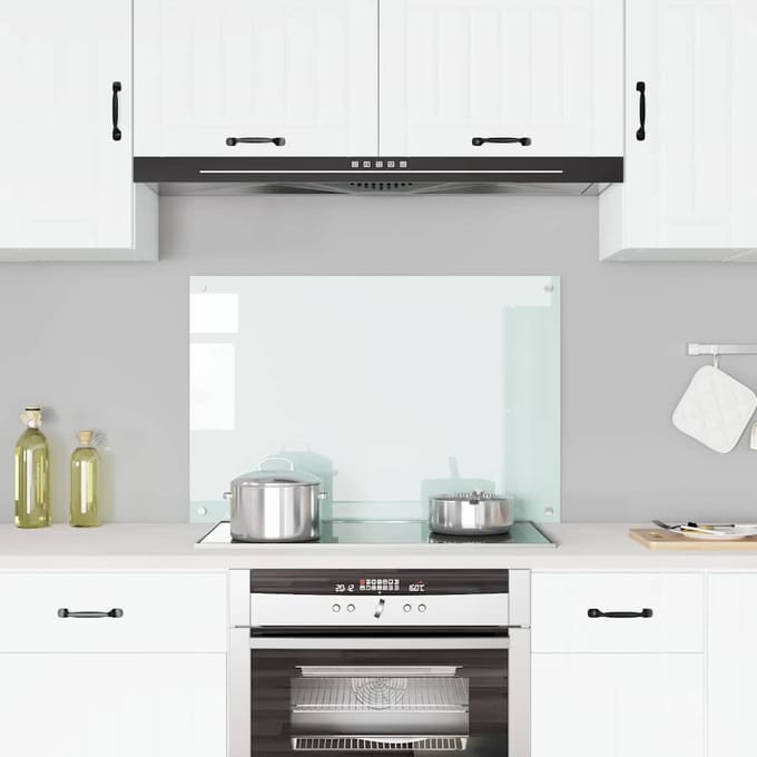 vidaXL - Spatscherm - keuken - 90x60 - cm - gehard - glas - melkwit