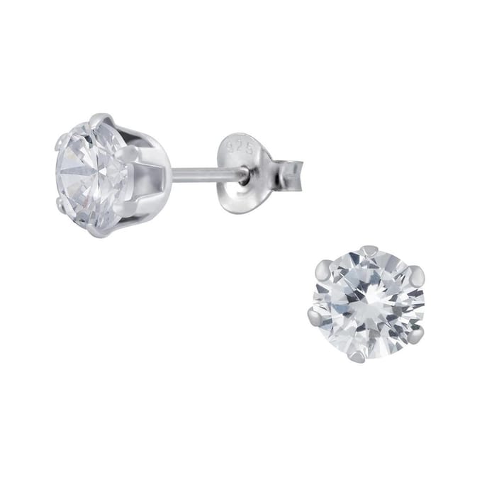 Joy|S - Zilveren 6 mm rond oorknoppen - zirkonia