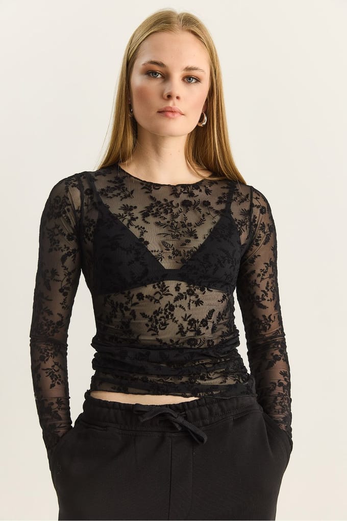 Bloemen Drape Crew Neck Blouse