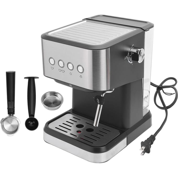 Machine à café compacte semi-automatique 20 bars Machine à café avec mousseur à lait Lance vapeur 1,5 L d'eau L(for 6.5-9kg) gray