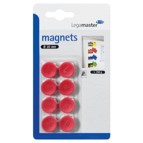 Whiteboardmagneten 20mm Lega Rood Blister à 8 Stuks