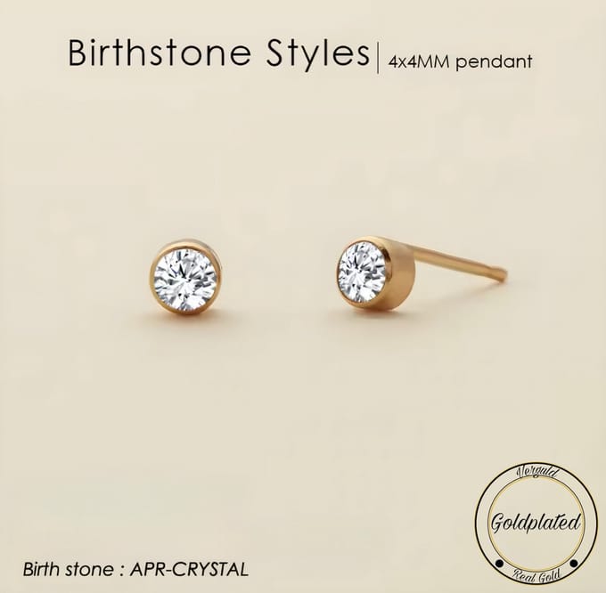 Borasi Birthstone Oorbellen April | Goldplated | Wit | Dames Sieraden |