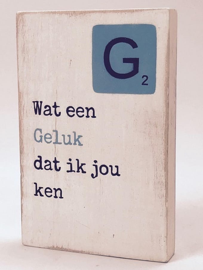 Tekstblok 10x15 2 cm dik Geluk