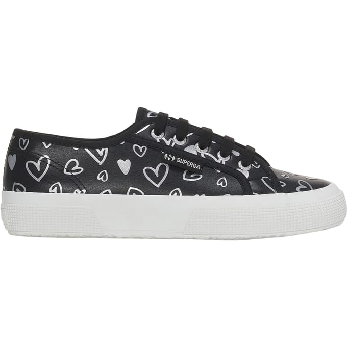 Superga Dames/Dames Hearts Vegan Leren Trainers (Zwart/Zilver)