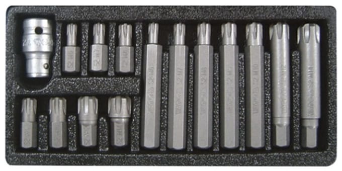 Yato YT-0419 - Ribe Bit Set - 15-delig - Staal S2 - Inclusief Adapter