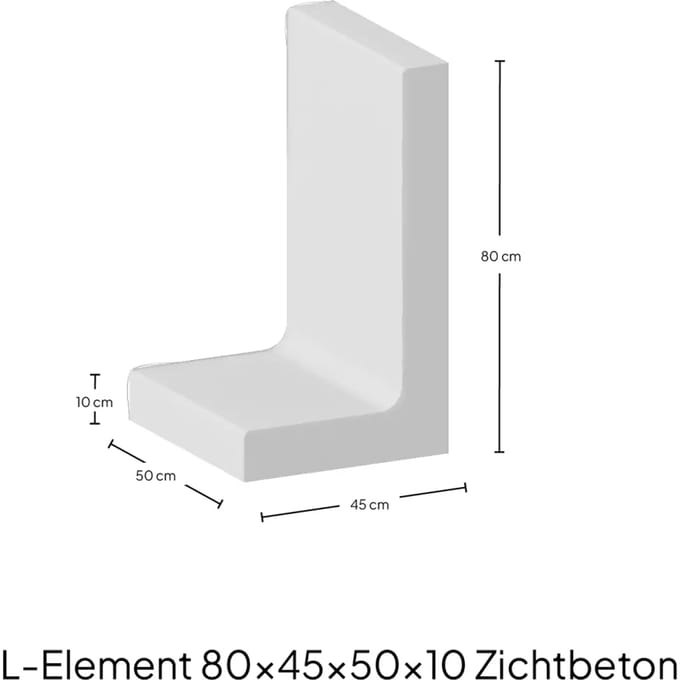 L-Element 80x45x50x10cm Zichtbeton