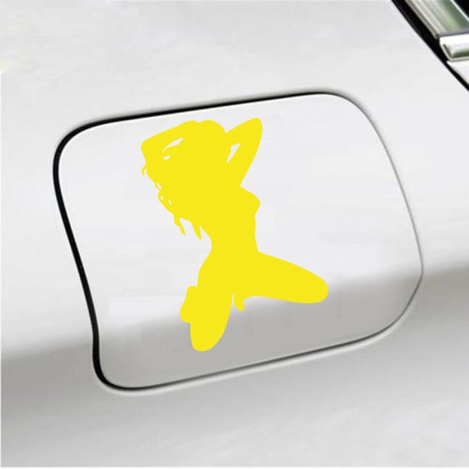 Bumpersticker - Dame - 14 X 10 - Geel