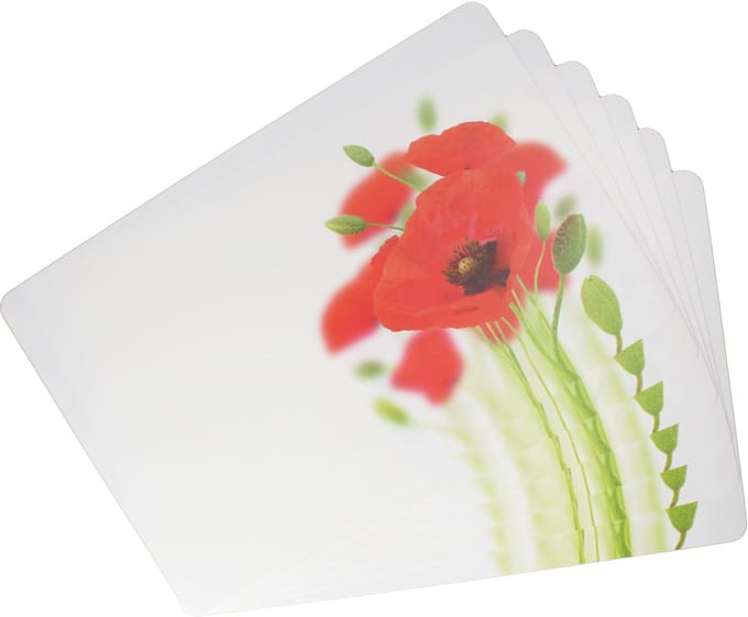 Set van 6 MOHN-placemats met bloemmotief, 43,5 x 28,5 cm, rechthoekig – 15105
