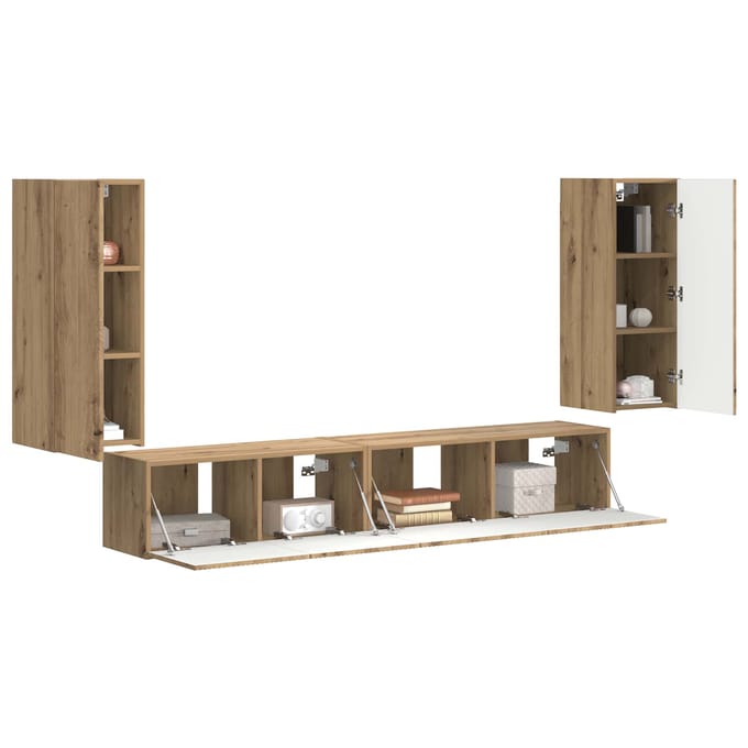 vidaXL - Tv-meubelset - 4 - st - Artisan - Eiken - Bewerkt - hout