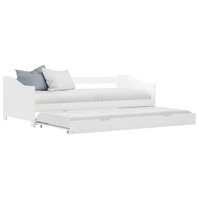 vidaXL - Bedbank - uittrekbaar - grenenhout - wit - 90x200 - cm