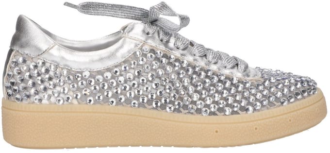 La Strada Sneaker Met Steentjes Zilver Mesh - Damesschoenen - Maat - 36