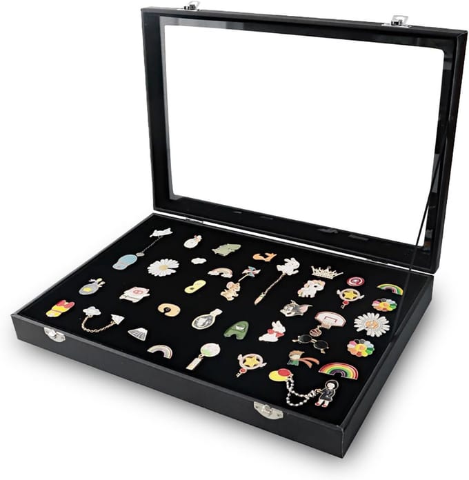 Grote Capaciteit Display Box voor Pins en Sieraden, Stofdicht en Transparant, 35 x 24 x 5 cm