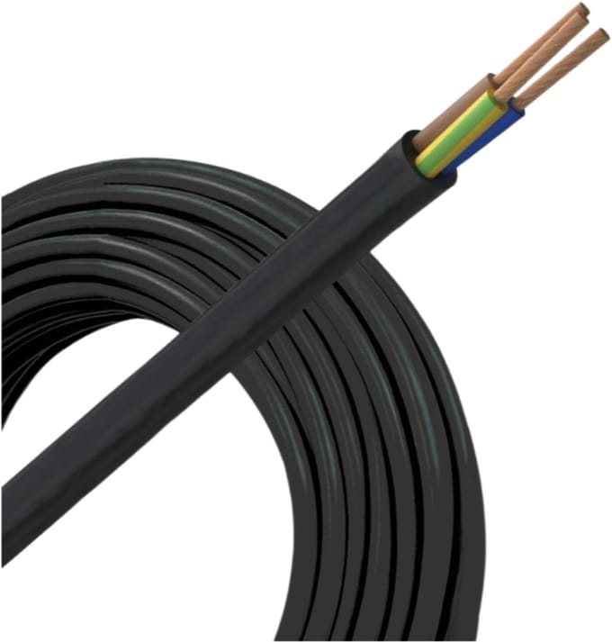 VMVL (H05VV-F) kabel 3x1.5mm2 zwart per rol 100 meter