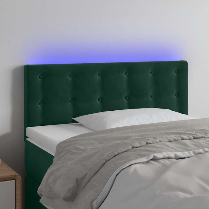 vidaXL - Hoofdbord - LED - 90x5x78/88 - cm - fluweel - donkergroen