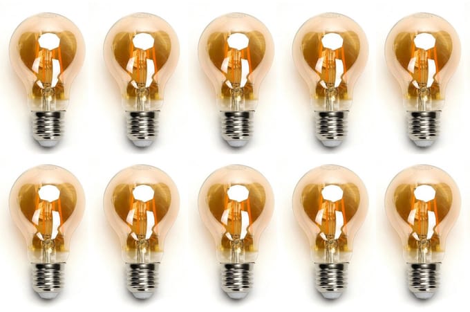 Gloeilamp E27 10 stuks | 6W=45W warmwit | 2200K - amber glas