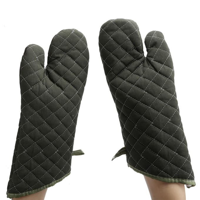 Bakwanten Groen Katoen Dik Hittebestendige Handschoenen voor Elektrische Oven Keukenaccessoire black