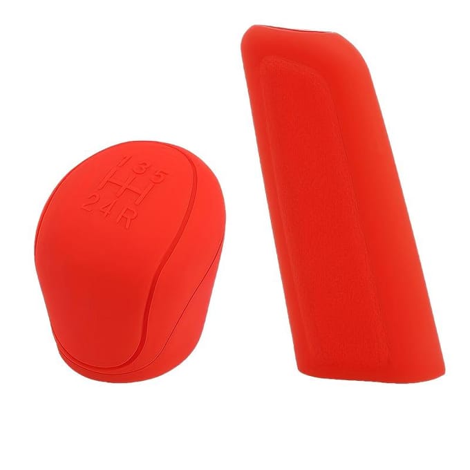 2 Pièces/ensemble Housse de Levier de Vitesse Antidérapante en Silicone pour Voitures Manuelles à 6 Vitesses Accessoire d'Intérieur Durable red