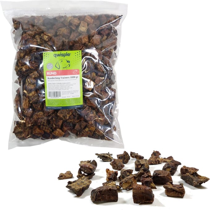 Qwisple Runderlong Trainers - Gedroogde Hondensnacks - 1000 gr