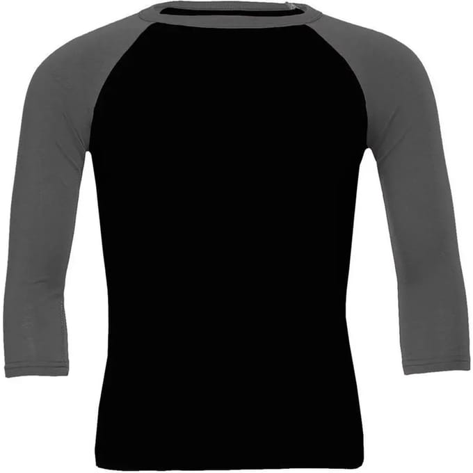 Bella+Canvas Unisex 3/4 Sleeve Baseball T-Shirt CV3200 - Black/Deep Heather - S