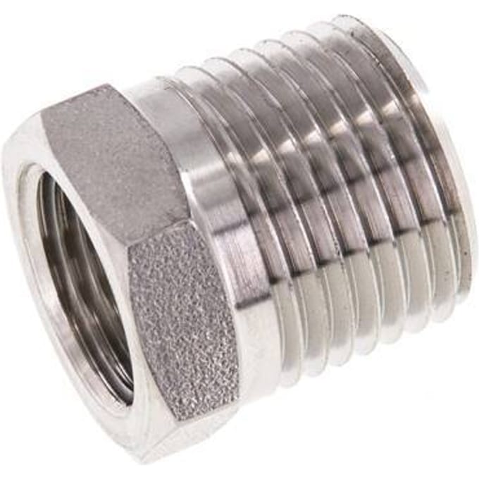 1/2'' NPT x 3/8'' NPT M/F RVS Verloopring 210 Bar - Hydrauliek - FL2S-MF-ST-012N-038N