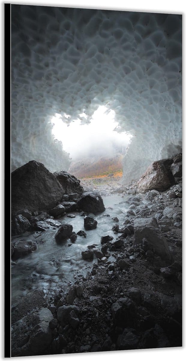 KuijsFotoprint - Schilderij - Grot Witte Stenen - Wit En Bruin - 200 X 100 Cm