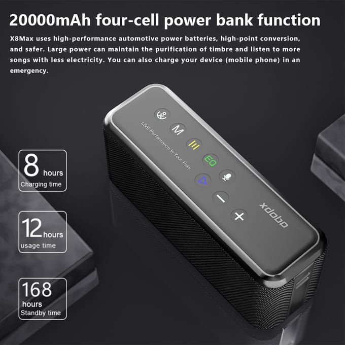 XDOBO X8 MAX haut-parleur sans fil Portable 100W avec technologie BT5.0 haut-parleurs étanches IPX5 TWS noir