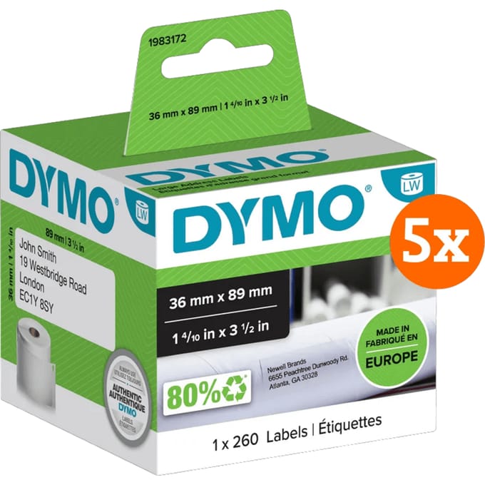 DYMO LabelWriter Adres Etiket 36x89mm 5-pack