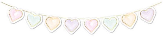 Globos Paper Garland Watercolors Hearts - 2m