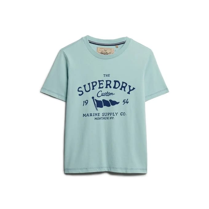 Superdry Heritage Hamptons T-shirt Light Blue Grootte: 42