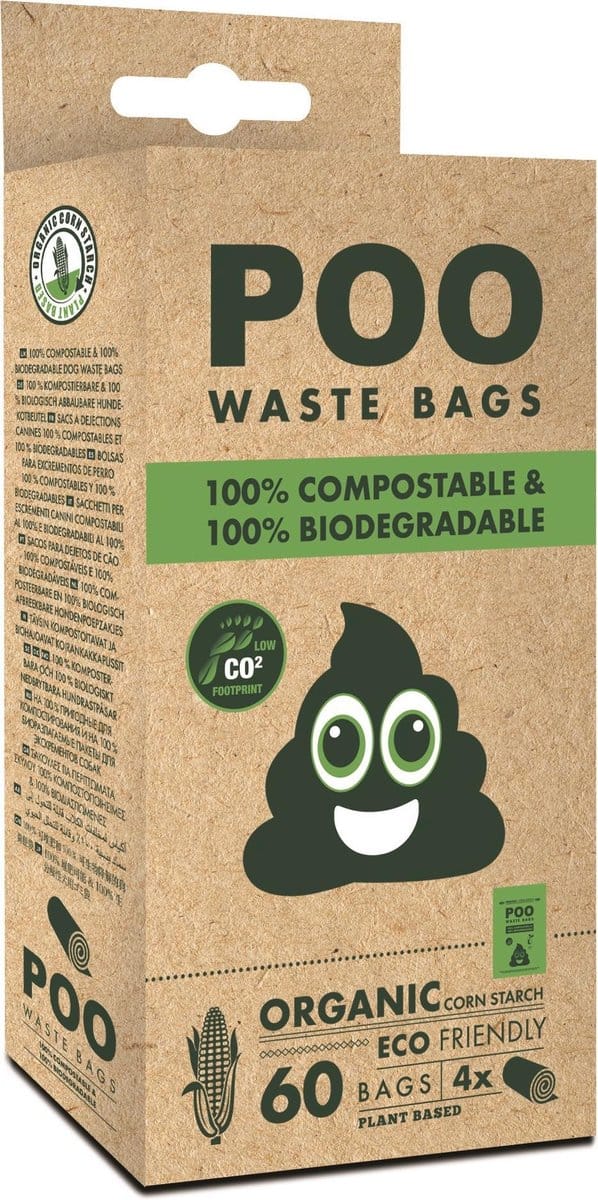 M-Pets Poo 100% composteerbare poepzakjes - 4 x 15 stuks