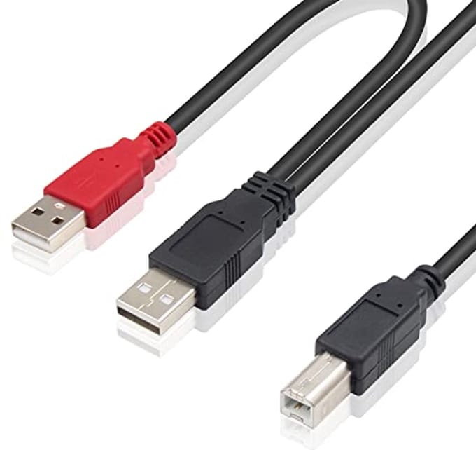 USB2.0 Y-splitterkabel van USB A naar USB B – 80/20 cm, ideaal voor printer, scanner en externe harde schijven