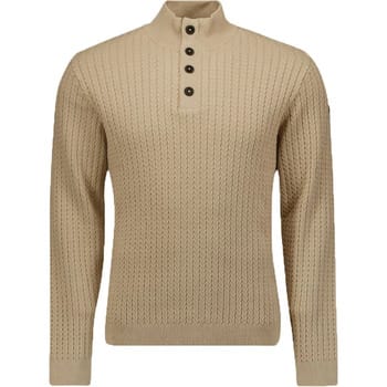 Pullover halve rits + knoop effen jacquard rib