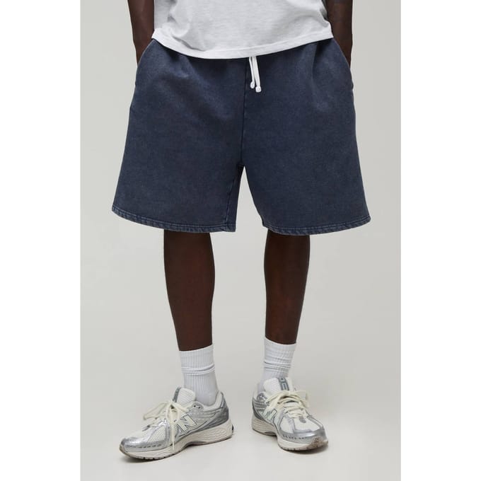 Ruimvallende Essential Gewassen Jersey Short | Washed Navy | Size XS