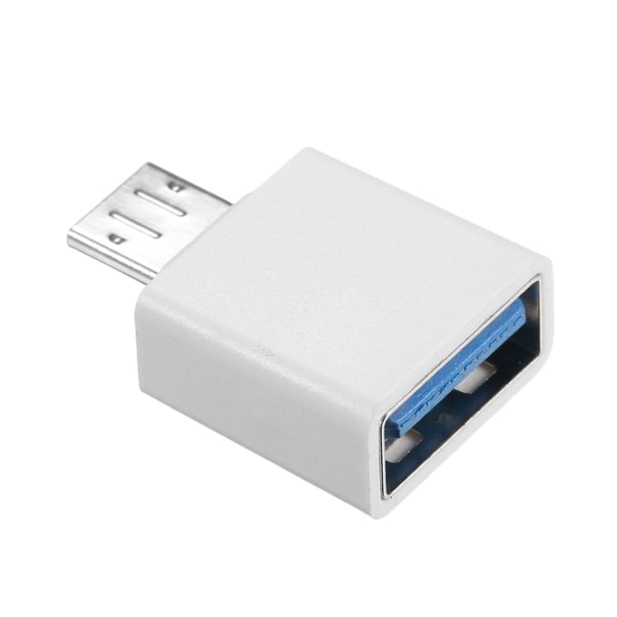 Adaptateur OTG Micro USB vers USB 2.0, adaptateur Micro USB Portable, taille Mini, Plug and Play large Micro USB blanc
