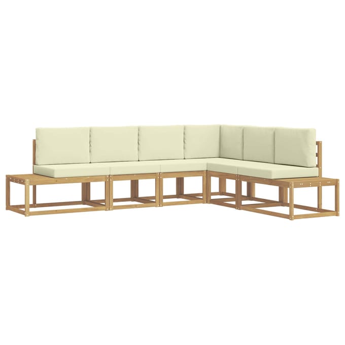 vidaXL - Buiten - bank - set - 4 - Stuk - Wit - en - crèmekleurig - Polyester