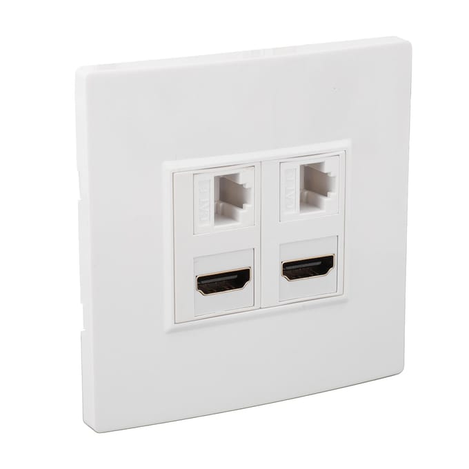 Cat6 HD Multimedia Interface Wandplaat Gigabit 4K HD Kabel 4-Poorts Ethernet Wandplaat voor Computers TV's Harde Schijven
