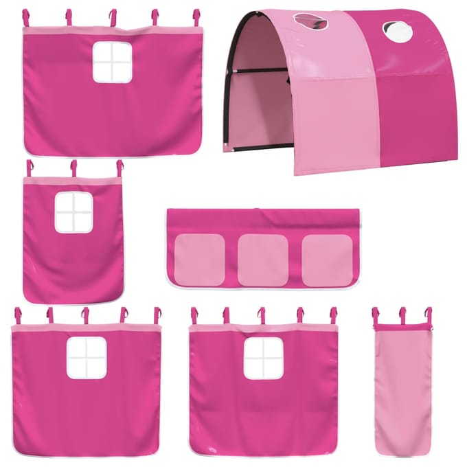 vidaXL - Gordijnen - voor - hoogslaper - met - tunnel - polyester - roze