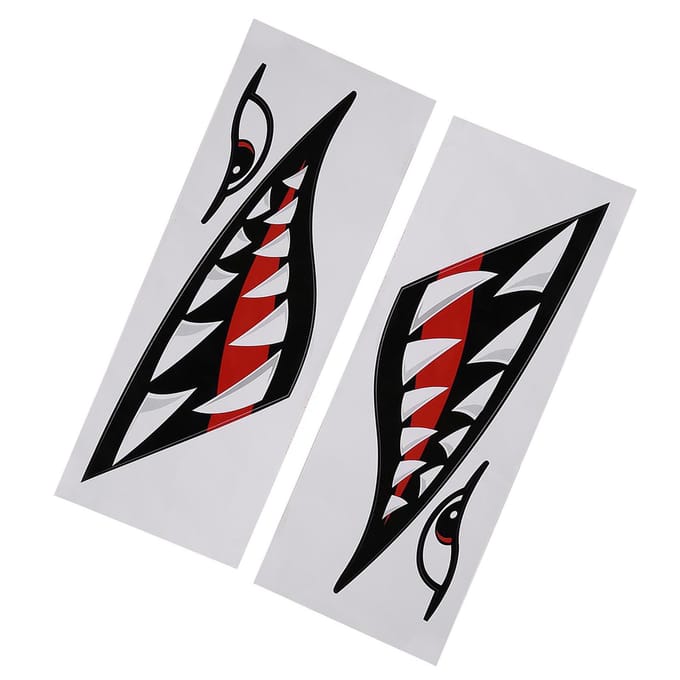 2 pièces Étanche Bricolage Drôle Dents de Requin Bouche Autocollant Décalcomanie Voiture Kayak Bateau Camion Décoration white