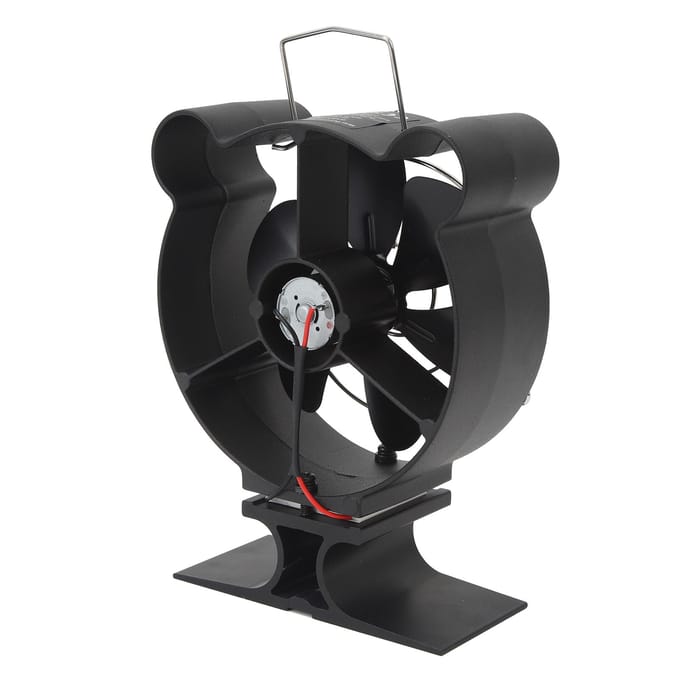 Mini 6-blads houtkachelventilator met beschermkap voor pelletkachels black