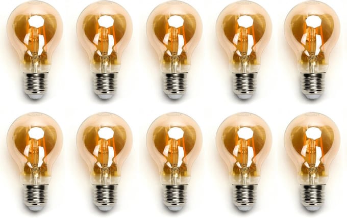 Gloeilamp E27 10 stuks | LED 8W=63W warmwit | 850 Lumen - 2200K - amber glas