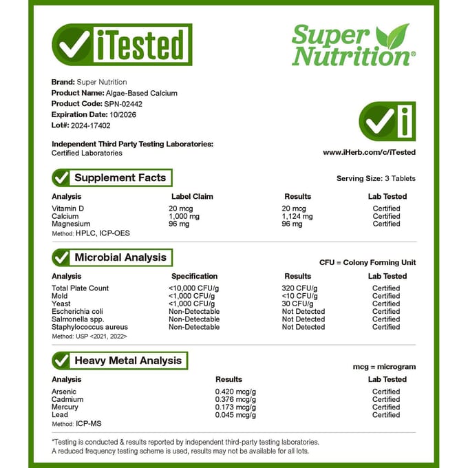 Supervoeding, Calcium uit zeewier, 180 tabletten
