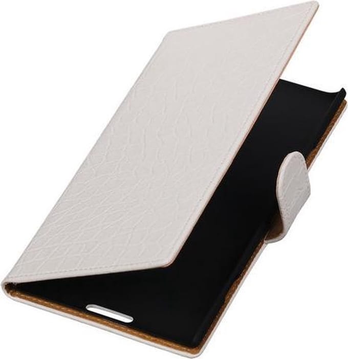 Wit Krokodil Booktype Nokia Lumia 1520 Wallet Cover Hoesje