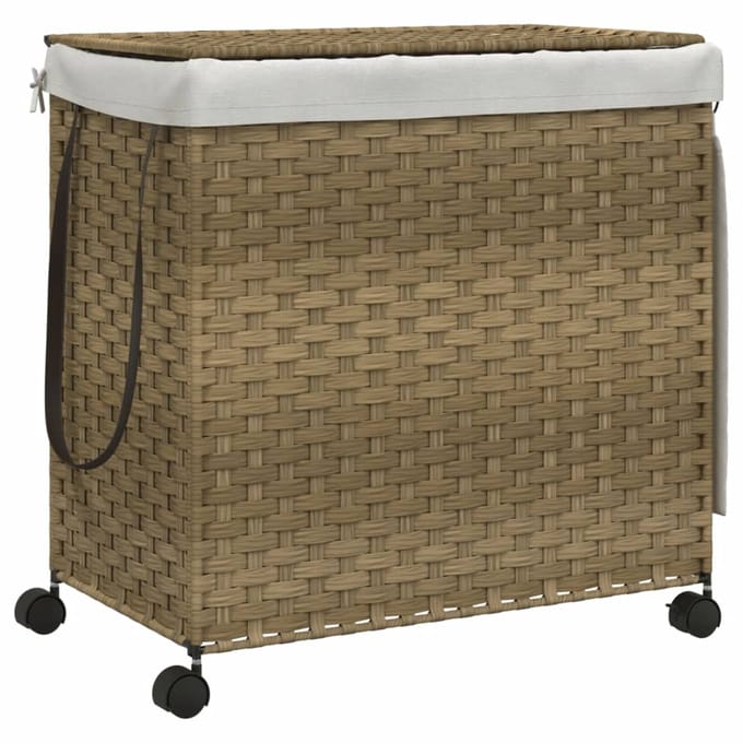vidaXL - Wasmand - op - wielen - 60x35x60,5 - cm - rattan