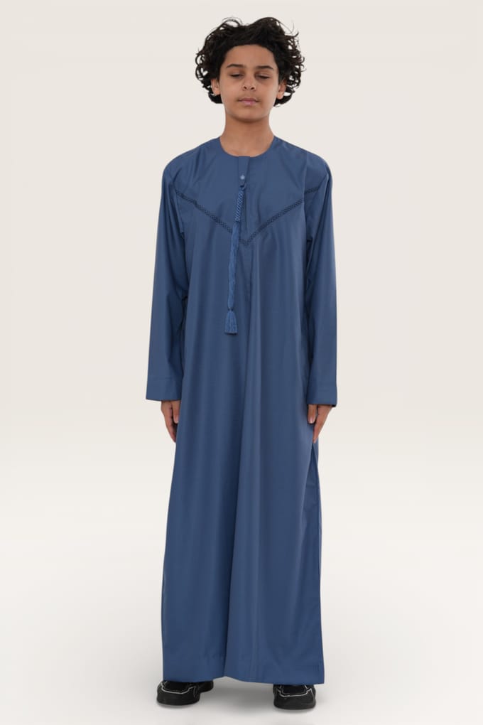 Kinderen jongens blauwe Eid Marokkaanse Thobe gewaad Djellaba Ramadan Eid Jubba-LFS K-HM10