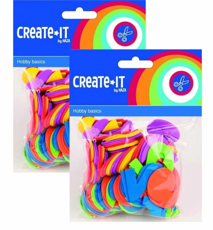 Hobby foam cijfers - multi kleuren - 200x - 3 cm - schuimrubber - DIY knutsel cijfers