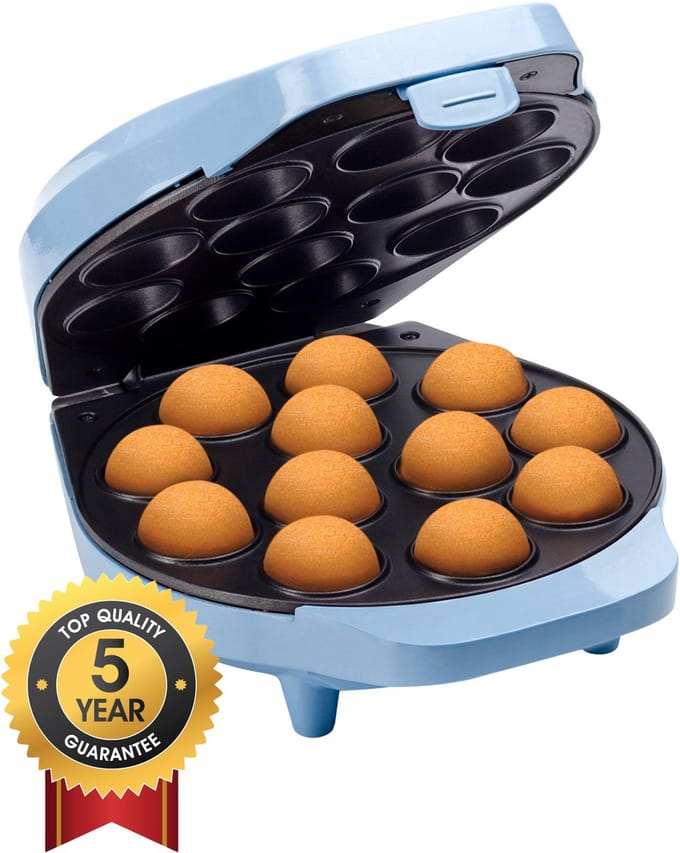 Bestron Cake pop maker - DCPM12B - 700W - 12 cake pops - Incl. 12 stokjes & vorkjes - Blauw - 5 jaar garantie