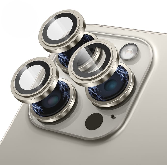 Camera Lens Screen Protector geschikt voor iPhone 15 Pro / iPhone 15 Pro Max Camera Lens Screenprotector - Camera Lens Screen Protector geschikt voor iPhone 16 Pro / iPhone 16 Pro Max - Naturel Titanium - 2 stuks - Camera Protector - Gehard Glas