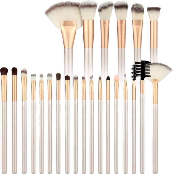 Evvie® 24-delige make-up kwastenset - Beige/Goud